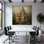 Traditional Hindu Temple Surrounded by Lush Greenery and Water