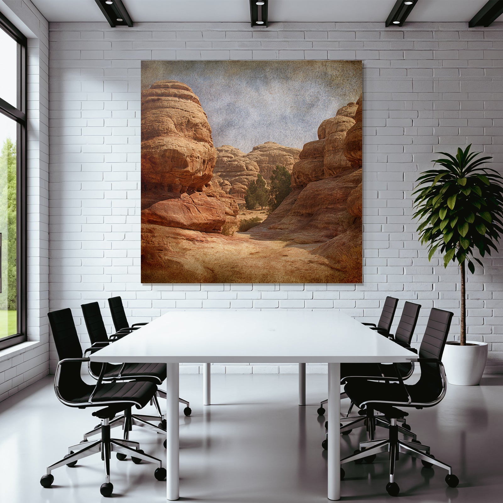 Wüstenlandschaft Mit Raüm Felsgelände Und Spärlicher Vegetation