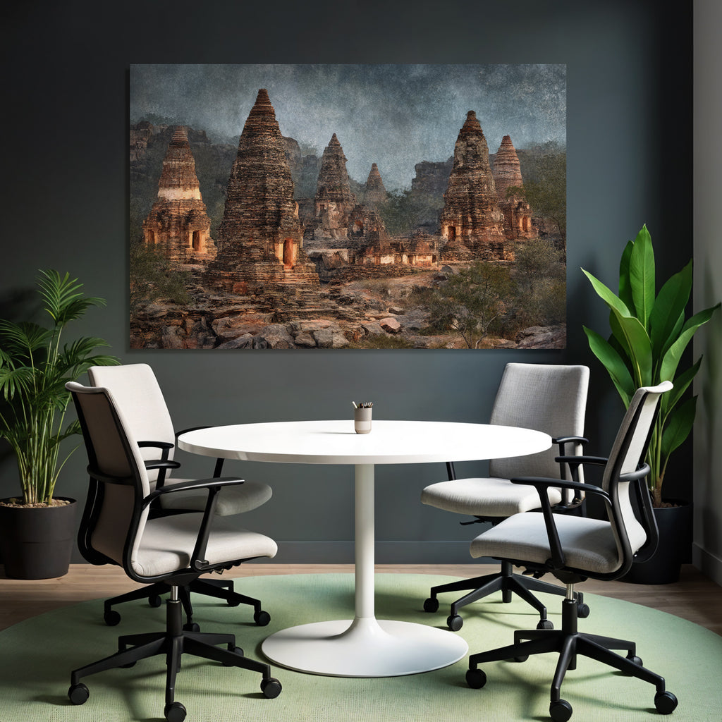 Antike Tempelruine Mit Felslandschaft Im Hintergrund