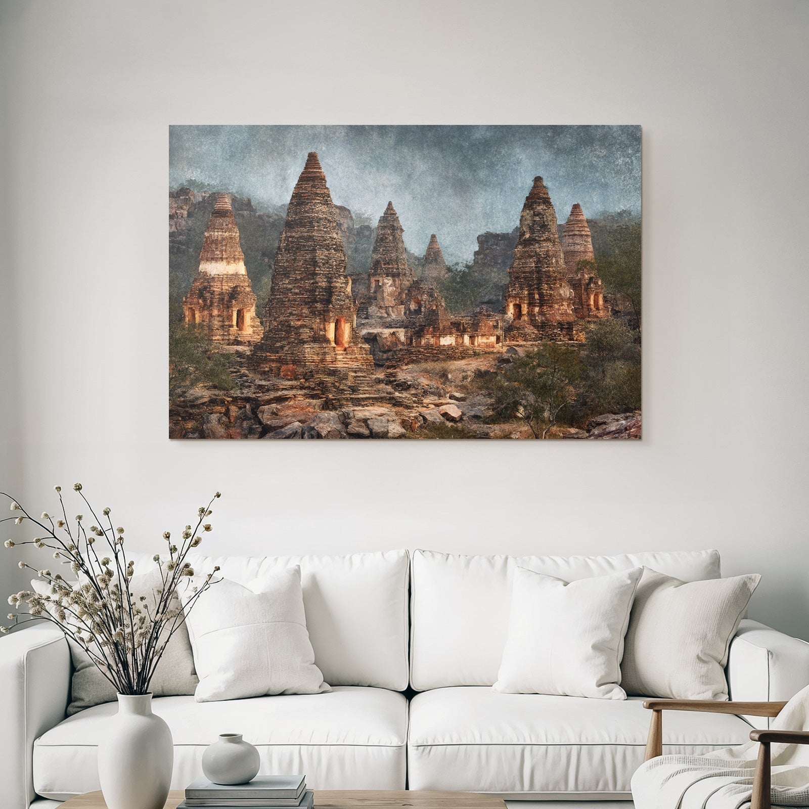 Antike Tempelruine Mit Felslandschaft Im Hintergrund
