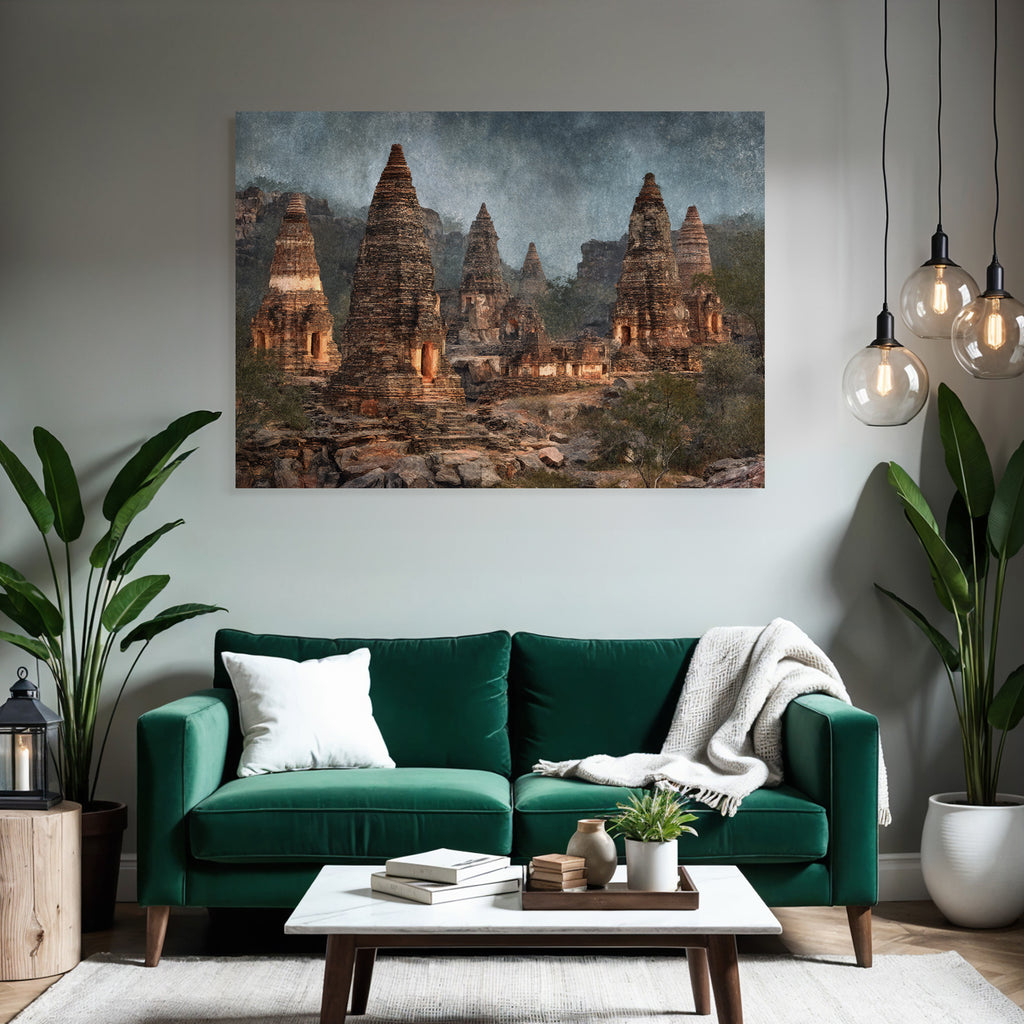 Antike Tempelruine Mit Felslandschaft Im Hintergrund