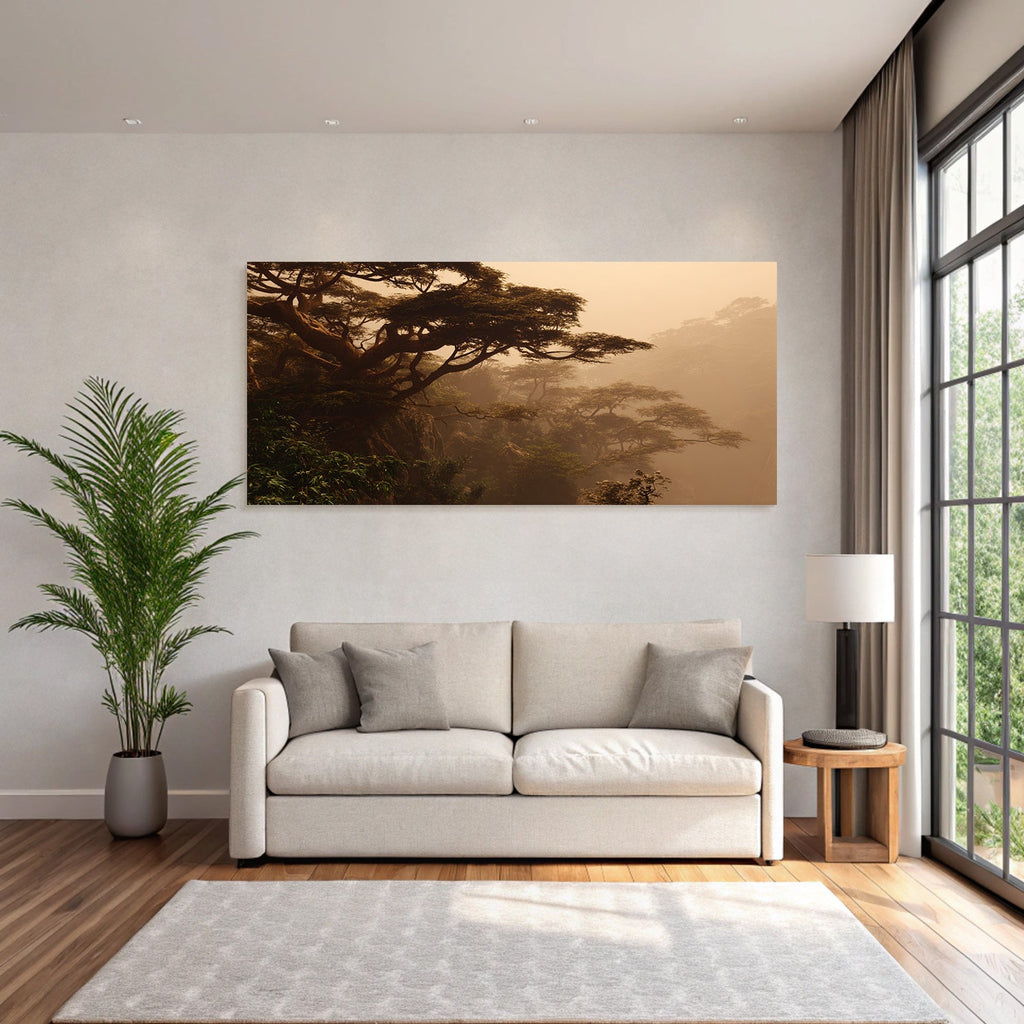 Dense Misty Jungle In Warm Morning Light