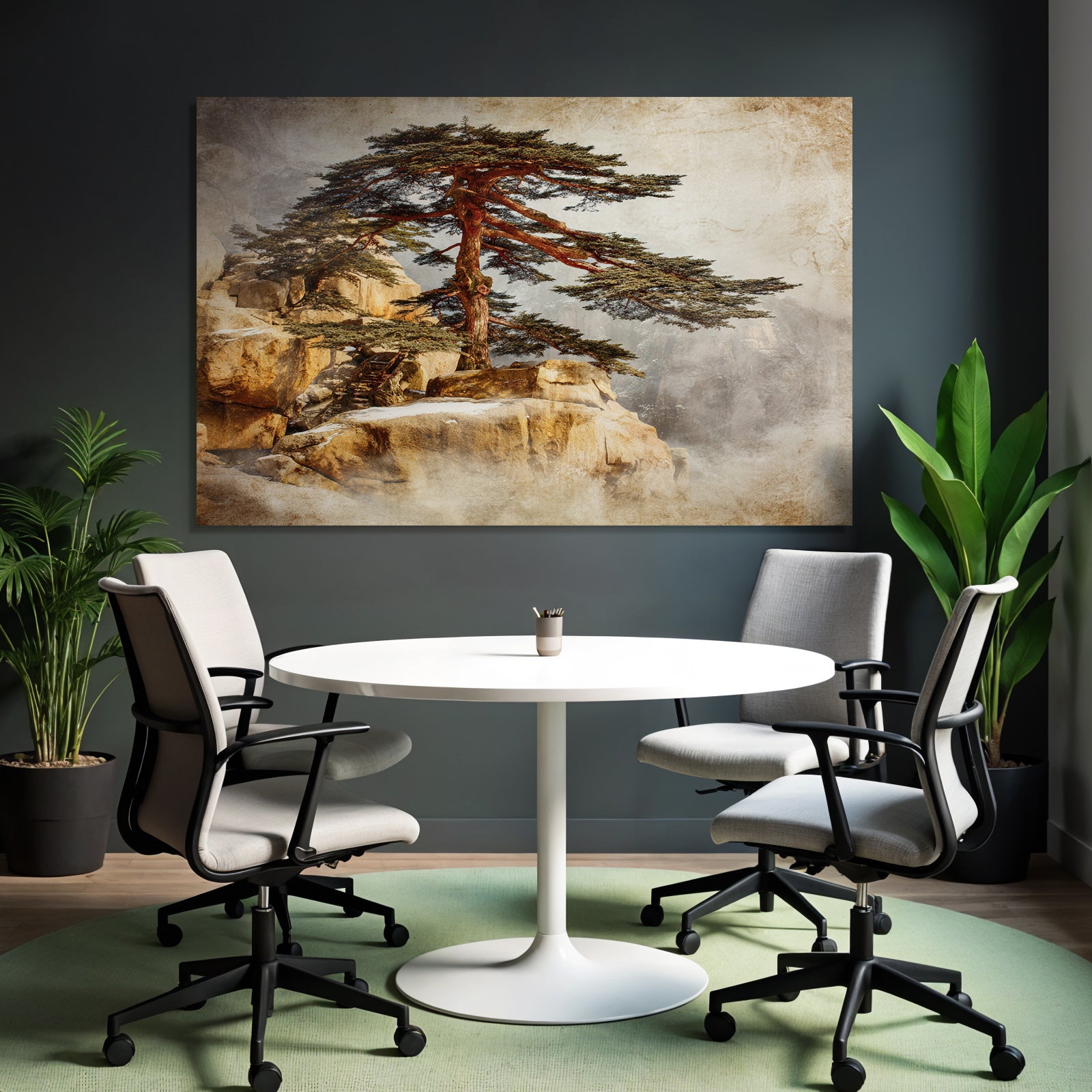 Einsamer Baum Auf Steinerner Klippe