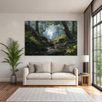 Friedliche Waldlandschaft Mit Bach Und Farnen