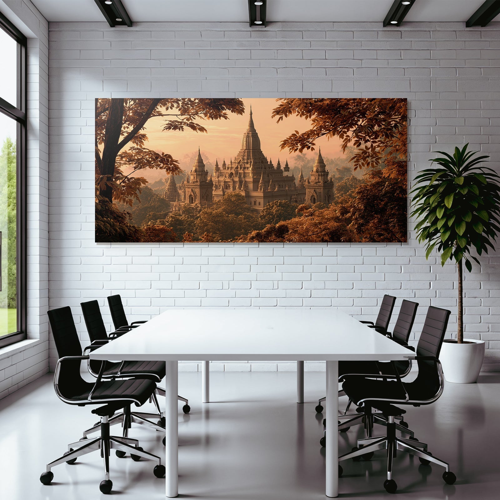 Herbstlicher Buddhistischer Tempel Im Goldenen Morgenlicht
