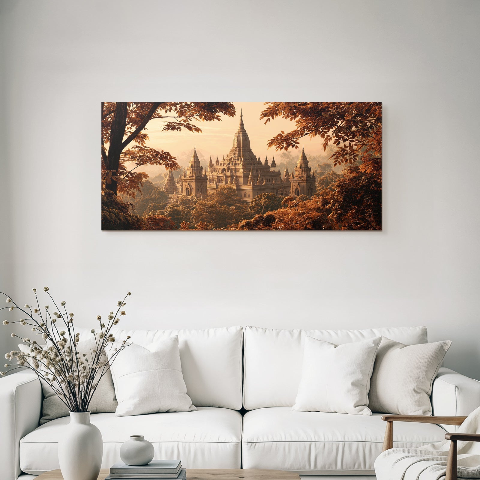 Herbstlicher Buddhistischer Tempel Im Goldenen Morgenlicht