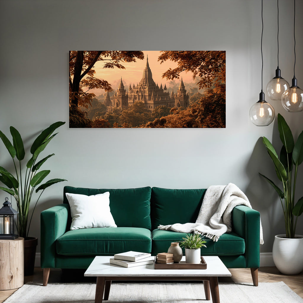Herbstlicher Buddhistischer Tempel Im Goldenen Morgenlicht