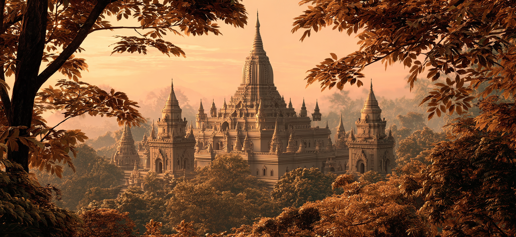 Herbstlicher Buddhistischer Tempel Im Goldenen Morgenlicht | UNESCO Weltkulturerbe | Laender und Reisen