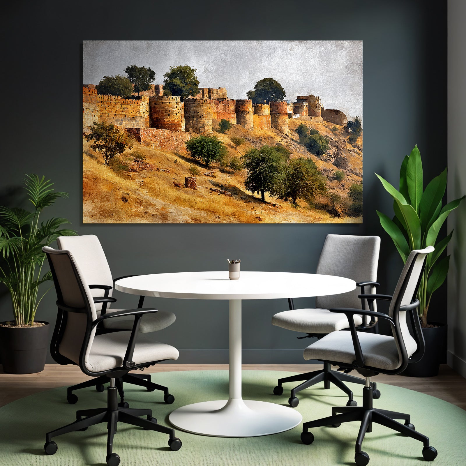 Historische Festung Mit Steintürmen Und Trockener Landschaft