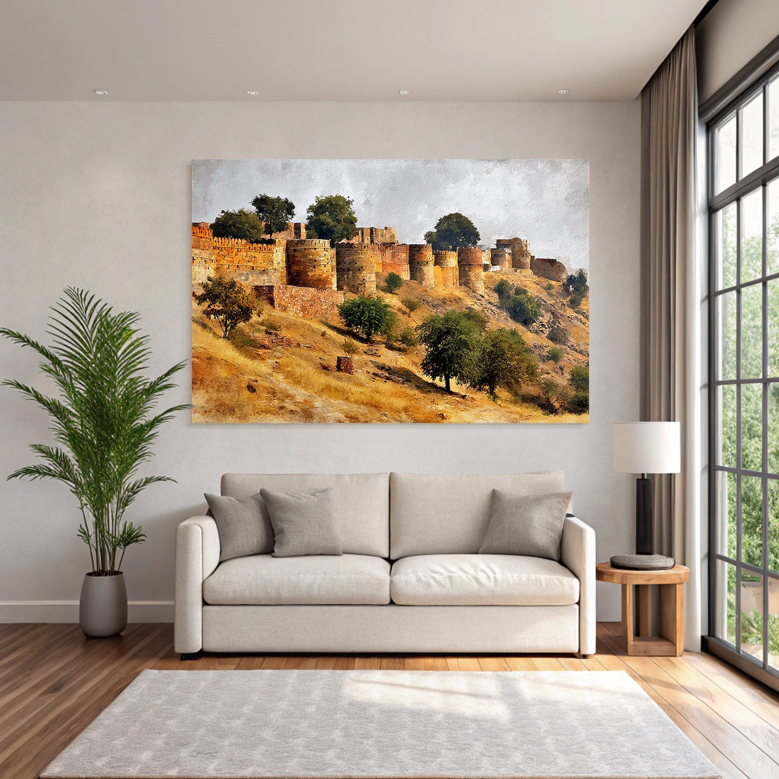Historische Festung Mit Steintürmen Und Trockener Landschaft