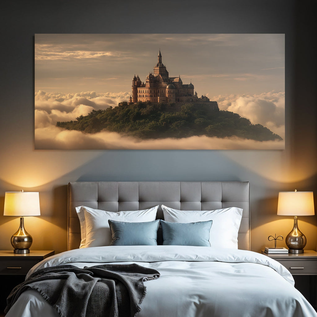 Märchenschloss Auf Dem Hügel Im Sonnenuntergang