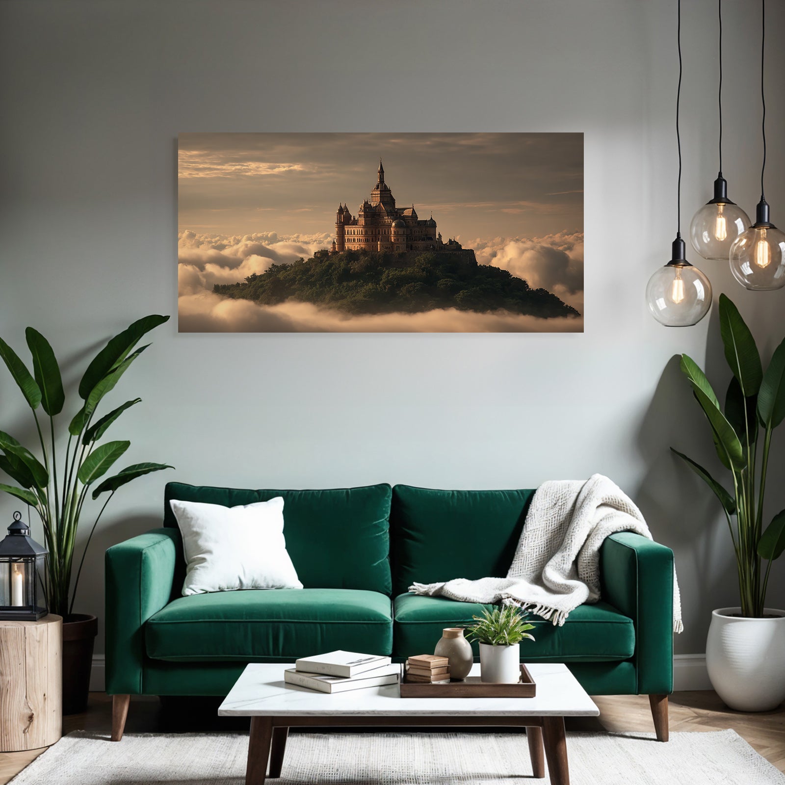 Märchenschloss Auf Dem Hügel Im Sonnenuntergang