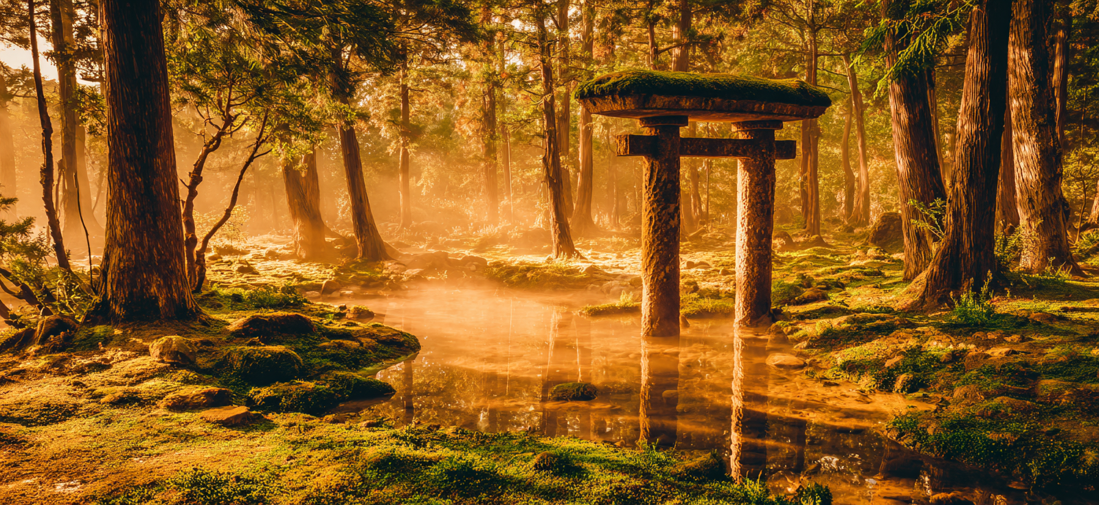 Morgendlicher Torii Stein Im Nebligen Wald | UNESCO Weltkulturerbe | Laender und Reisen