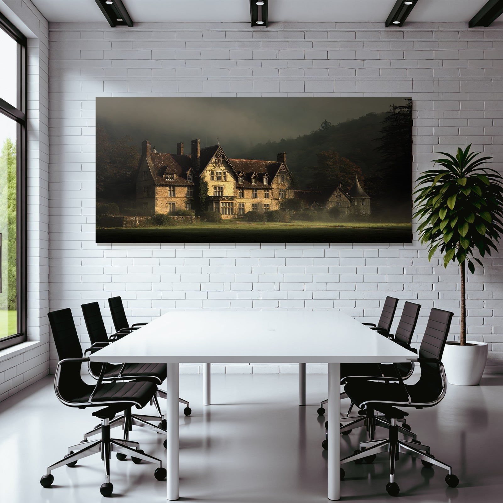 Nebelverhangenes Schloss Im Wald