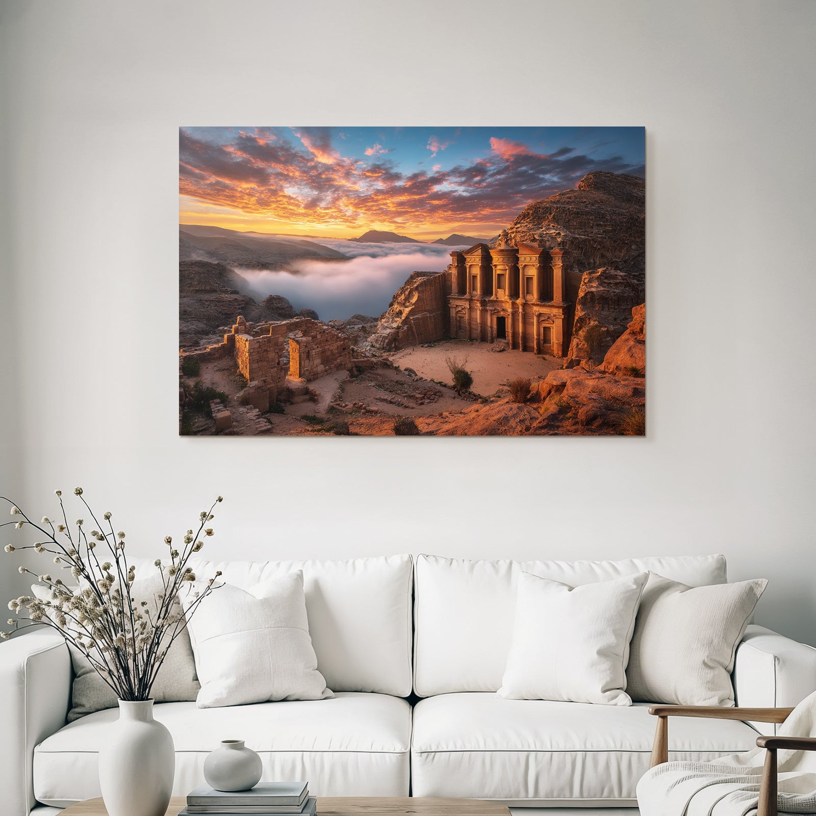 Sonnenaufgang Uber Petra Felsengrab Mit Wolkental