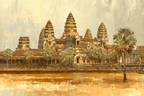 Stilisierte Abstrakte Darstellung Von Angkor Wat | UNESCO Weltkulturerbe | Laender und Reisen