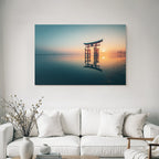 Torii Tor Im Morgennebel Spiegelung Beim Sonnenaufgang