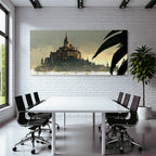 Traumhafte Palastlandschaft Mit Spitzentürmen Und Vögel