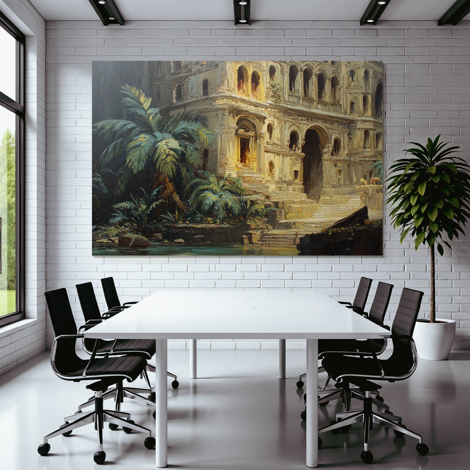 Tropische Landschaft Mit Verfallener Tempelruine Am Wasser