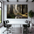 Waldlandschaft Mit Pfad Und Bach Im Sanften Licht