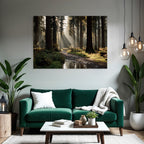 Waldlandschaft Mit Pfad Und Bach Im Sanften Licht
