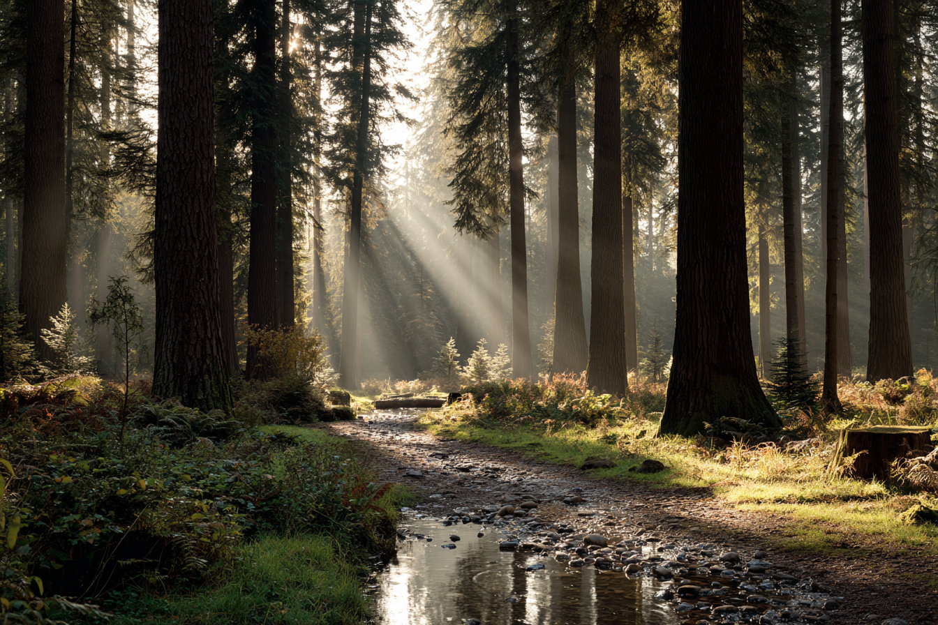 Waldlandschaft Mit Pfad Und Bach Im Sanften Licht | UNESCO Weltkulturerbe | Laender und Reisen