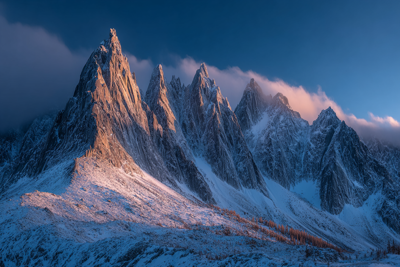 Winterberglandschaft Mit Schneebedeckten Gipfeln Kiefern Und Tiefblaüm Himmel | UNESCO Weltkulturerbe | Laender und Reisen