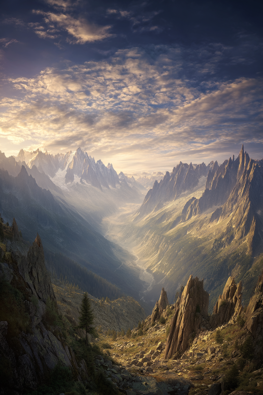 Berge Und Panoramen Atemberaubende Berglandschaft Mit Tiefem Tal Und Dramatischen Felsen | Berge und Panoramen | Landschaften