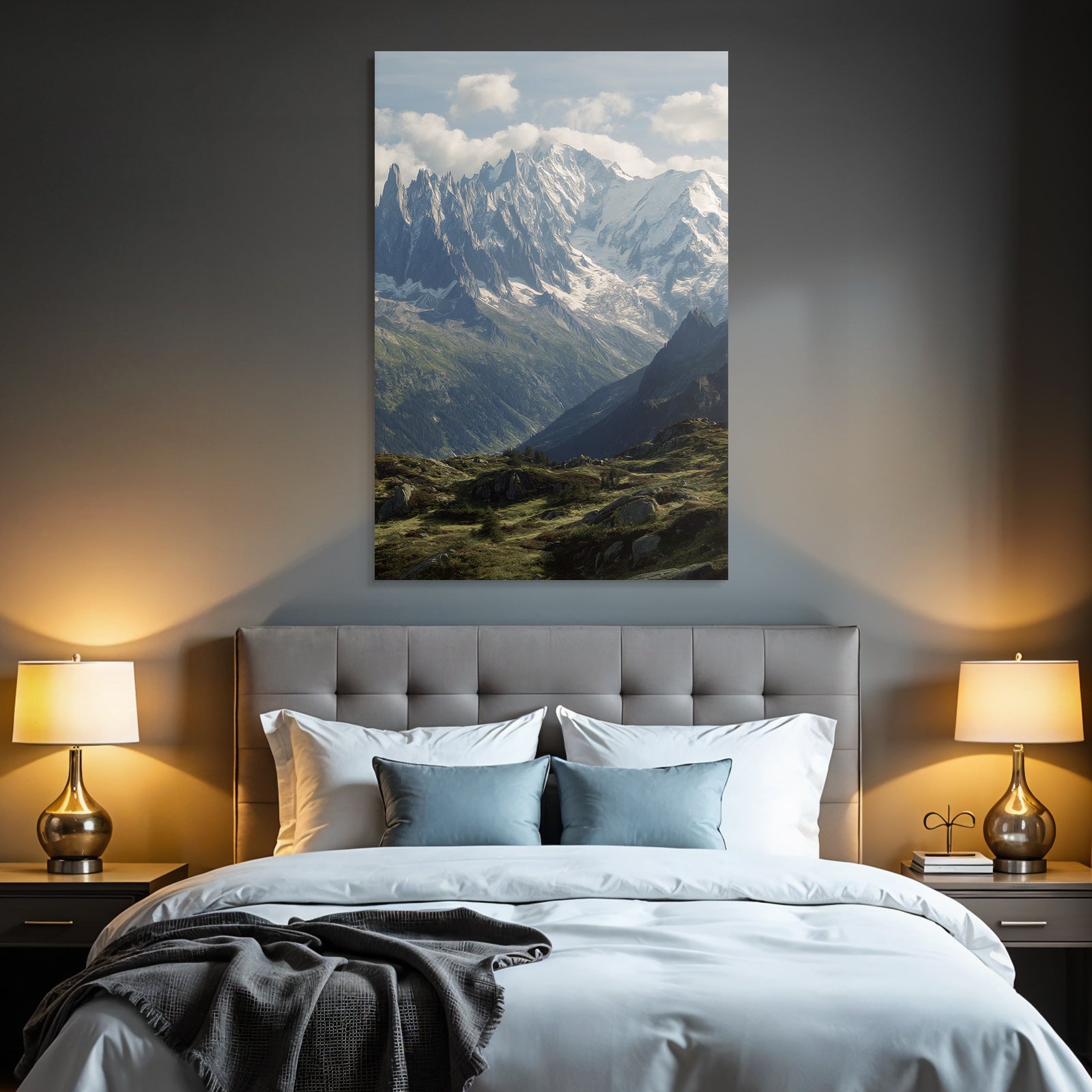 Berge Und Panoramen Berge Im Schnee Und Grünem Terrain Mountainlandschaft