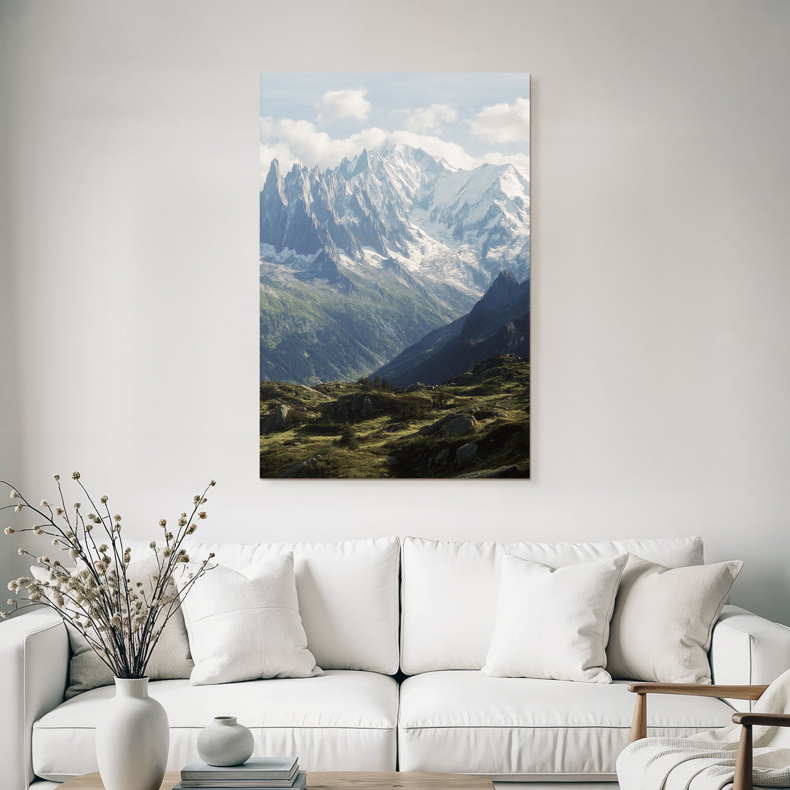 Berge Und Panoramen Berge Im Schnee Und Grünem Terrain Mountainlandschaft