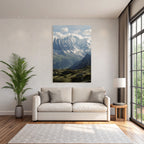 Berge Und Panoramen Berge Im Schnee Und Grünem Terrain Mountainlandschaft