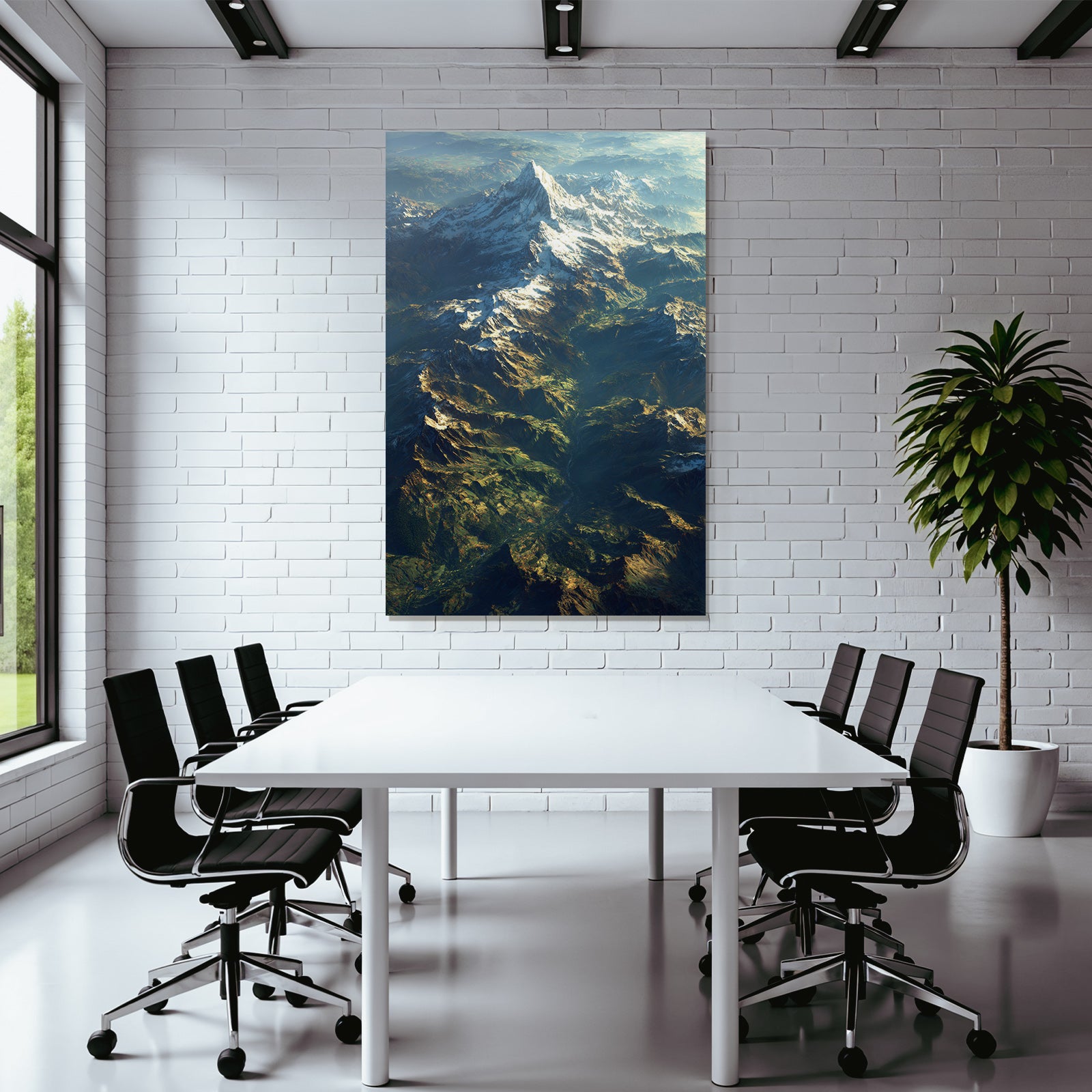 Berge Und Panoramen Dramatische Ärialansicht Von Schneebedeckten Bergen Und Grünen Tälern