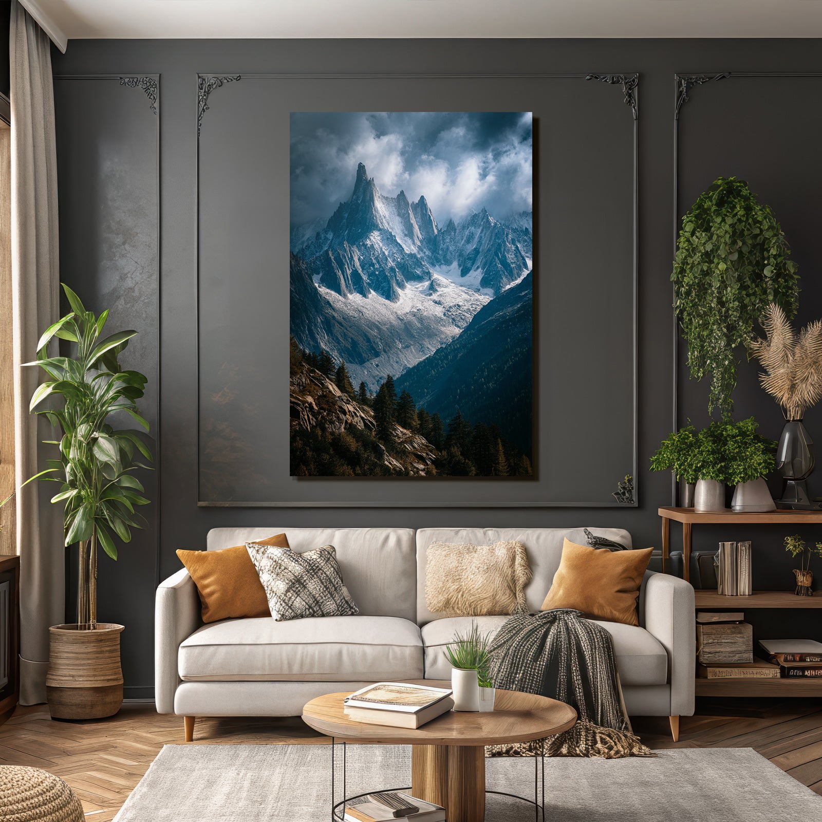 Berge Und Panoramen Dramatische Berglandschaft Jagged Peaks Schneebedeckt Wolkenreich