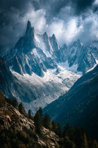 Berge Und Panoramen Dramatische Berglandschaft Jagged Peaks Schneebedeckt Wolkenreich | Berge und Panoramen | Landschaften
