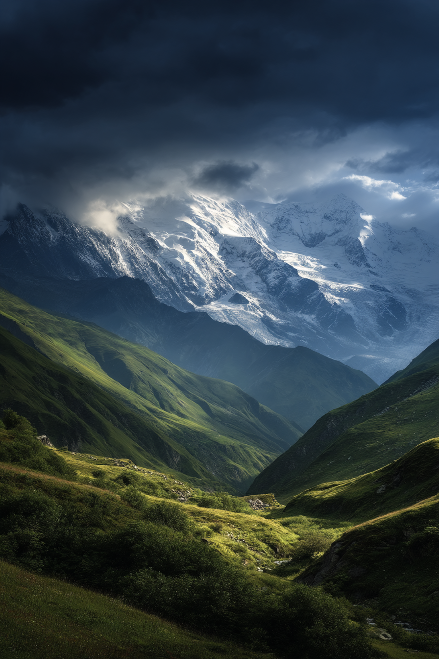 Berge Und Panoramen Dramatische Berglandschaft Mit Schneebedeckten Spitzen Lichtung Und Schatten | Berge und Panoramen | Landschaften