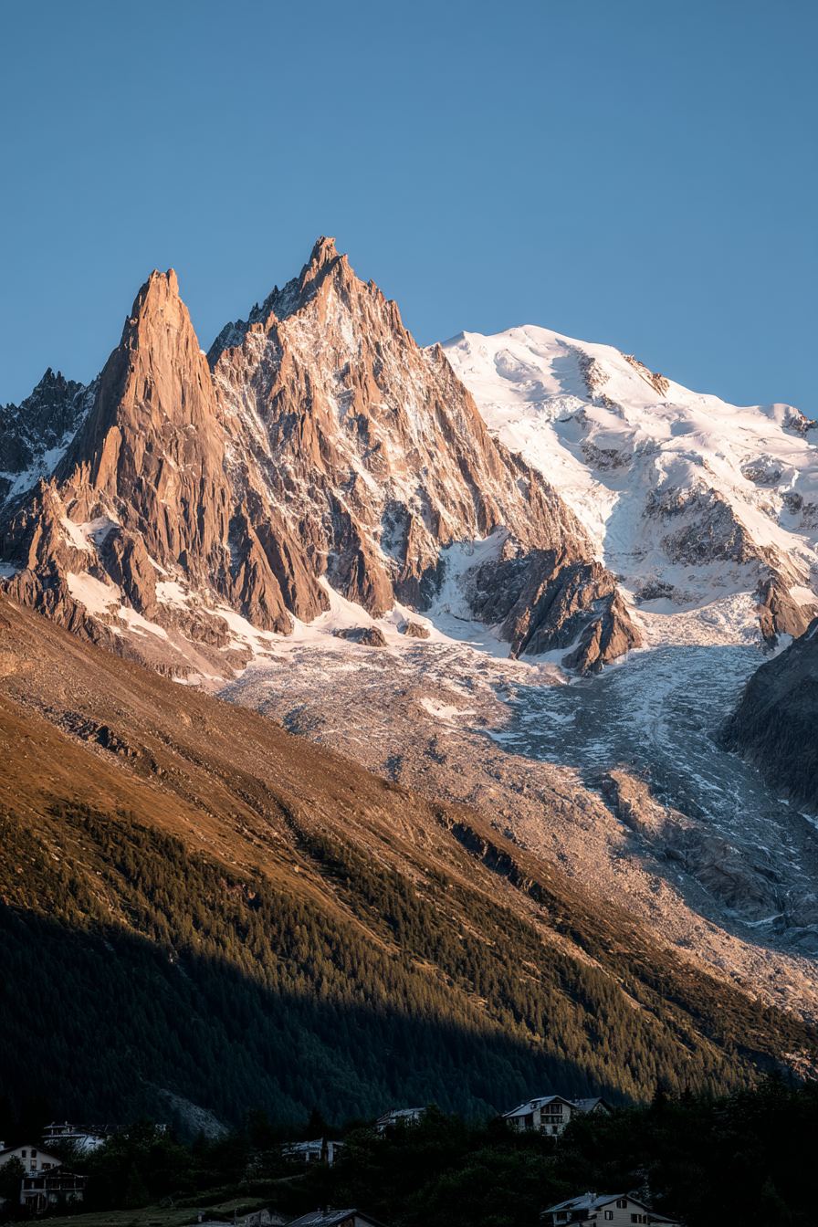 Berge Und Panoramen Dramatische Berglandschaft Mit Wald Und Haeusern Schneebedeckte Gipfel | Berge und Panoramen | Landschaften