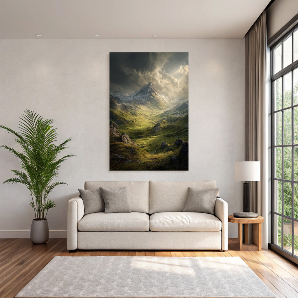 Berge Und Panoramen Dramatische Berglandschaft Vor Nach Sturm Mit Grüne Täler