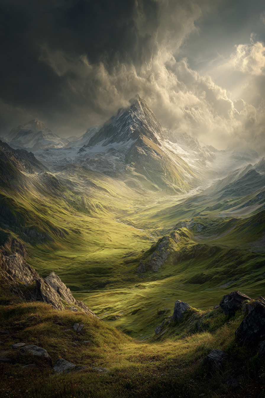 Berge Und Panoramen Dramatische Berglandschaft Vor Nach Sturm Mit Grüne Täler | Berge und Panoramen | Landschaften
