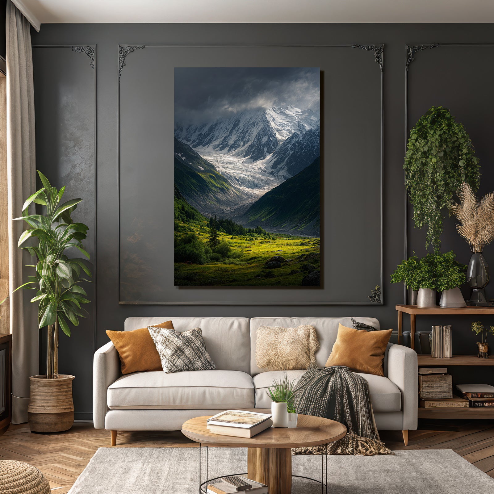 Berge Und Panoramen Dramatische Landlandschaft Mit Bewaldeten Tälern Und Schneebedeckten Bergen