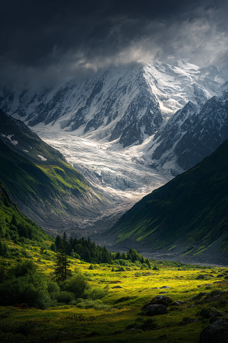 Berge Und Panoramen Dramatische Landlandschaft Mit Bewaldeten Tälern Und Schneebedeckten Bergen | Berge und Panoramen | Landschaften