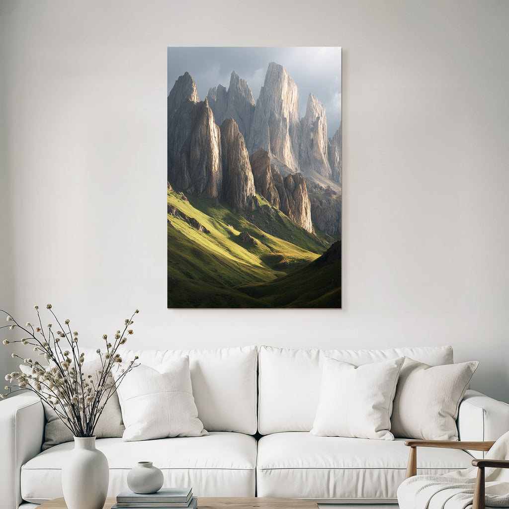 Berge Und Panoramen Dramatische Landscape Bergbild Mit Grünen Hügeln Und Dramatischen Wolken