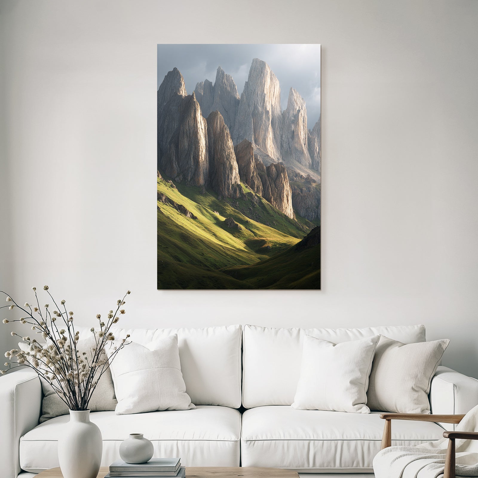 Berge Und Panoramen Dramatische Landscape Bergbild Mit Grünen Hügeln Und Dramatischen Wolken