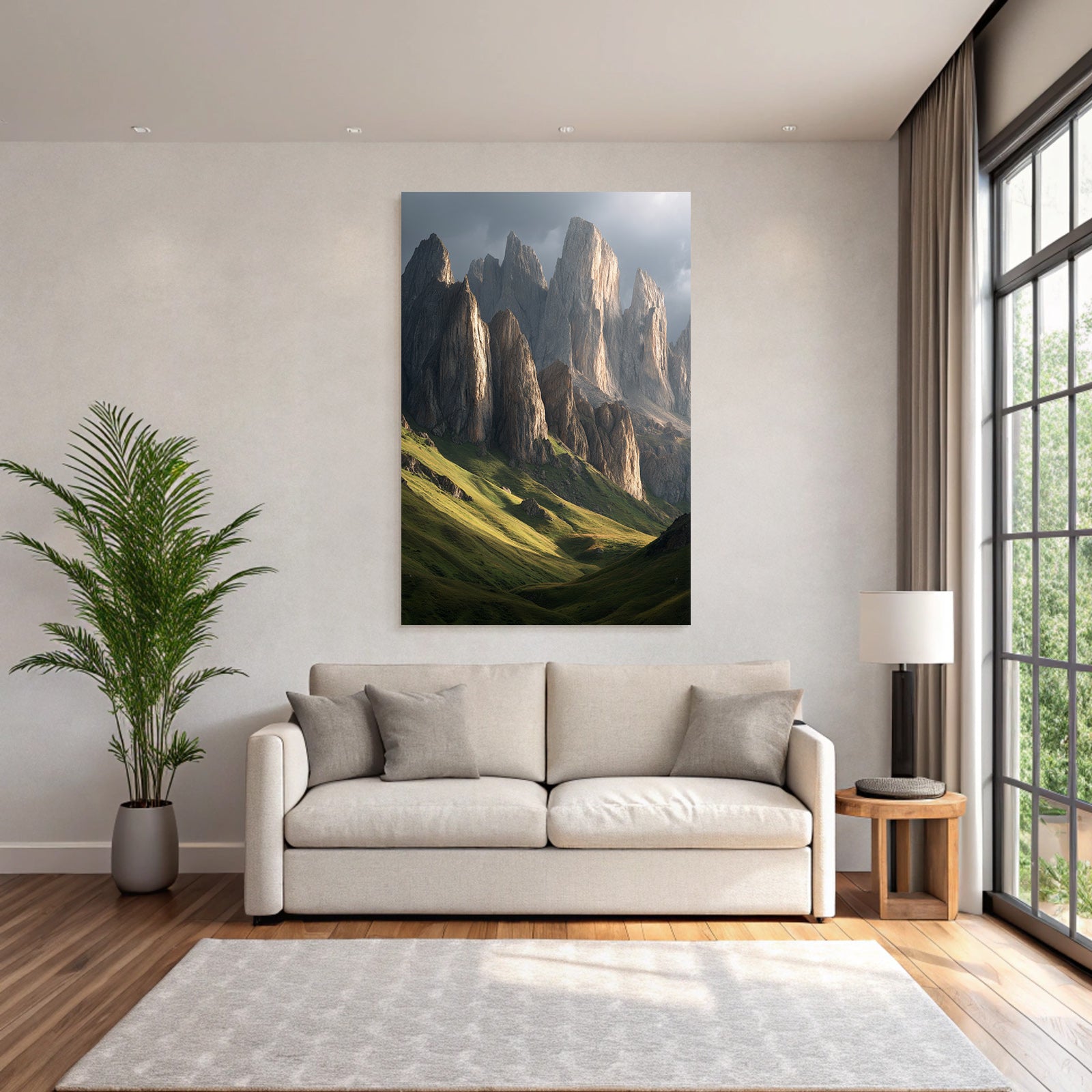 Berge Und Panoramen Dramatische Landscape Bergbild Mit Grünen Hügeln Und Dramatischen Wolken