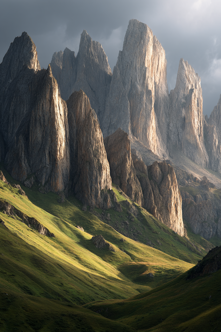 Berge Und Panoramen Dramatische Landscape Bergbild Mit Grünen Hügeln Und Dramatischen Wolken | Berge und Panoramen | Landschaften