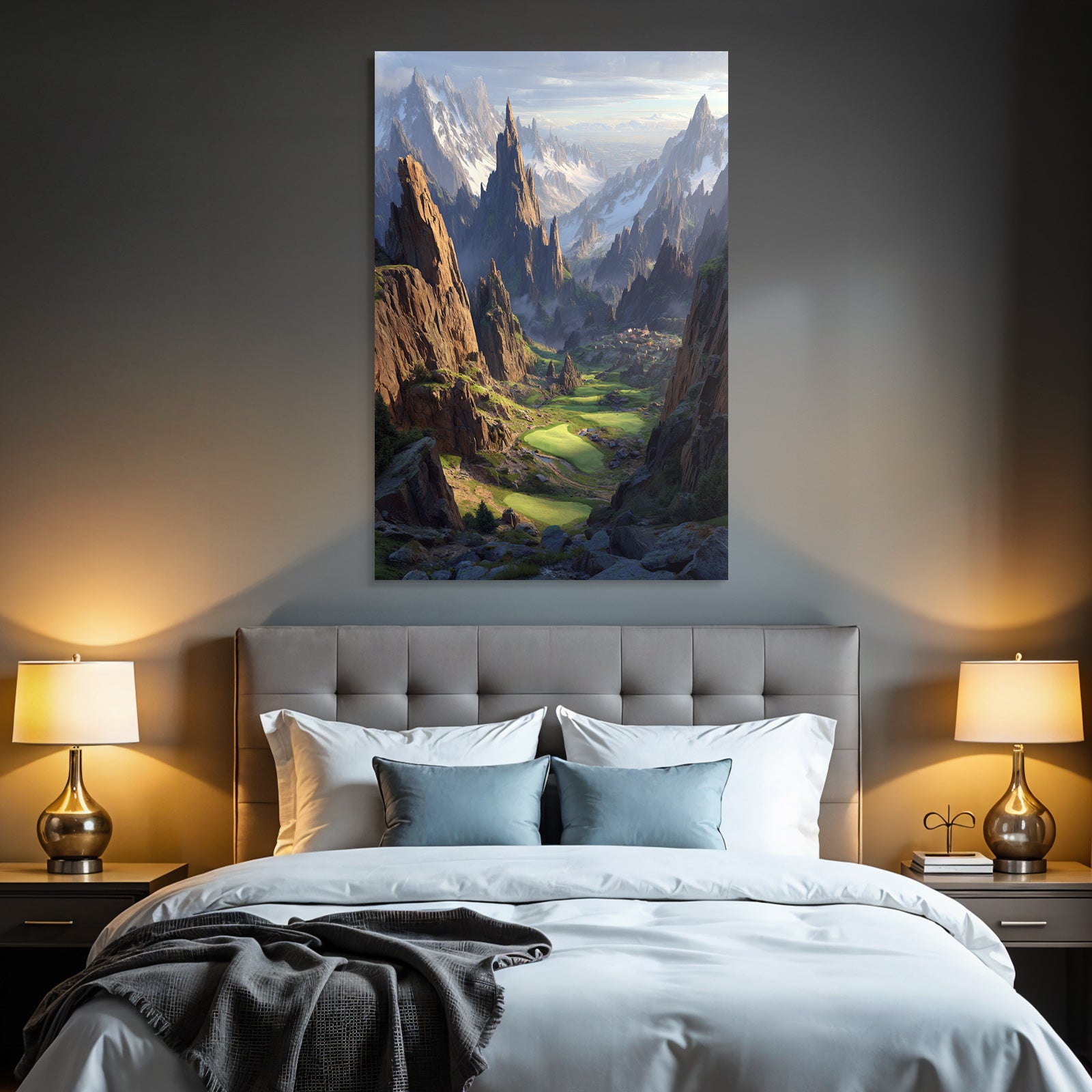 Berge Und Panoramen Dramatische Landschaft Mit Bergen Valleyn Village Golfplatz