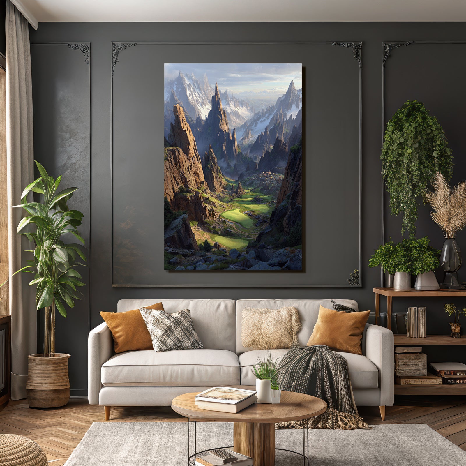 Berge Und Panoramen Dramatische Landschaft Mit Bergen Valleyn Village Golfplatz