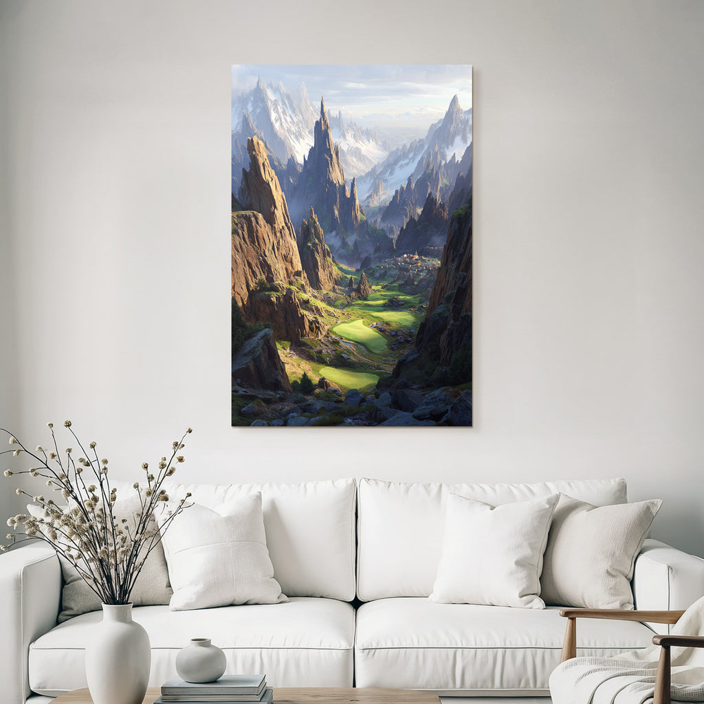 Berge Und Panoramen Dramatische Landschaft Mit Bergen Valleyn Village Golfplatz