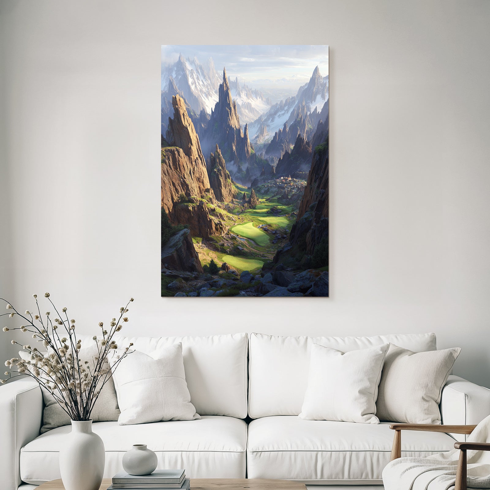 Berge Und Panoramen Dramatische Landschaft Mit Bergen Valleyn Village Golfplatz