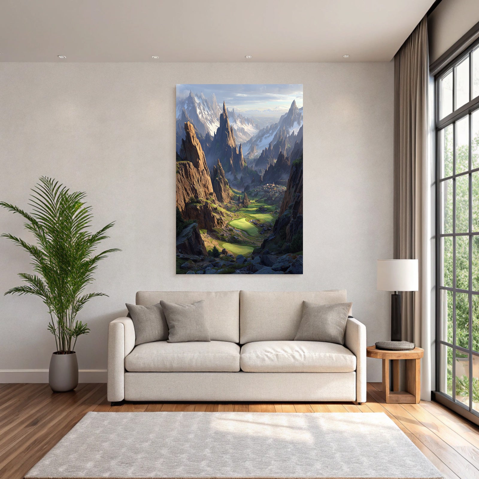 Berge Und Panoramen Dramatische Landschaft Mit Bergen Valleyn Village Golfplatz