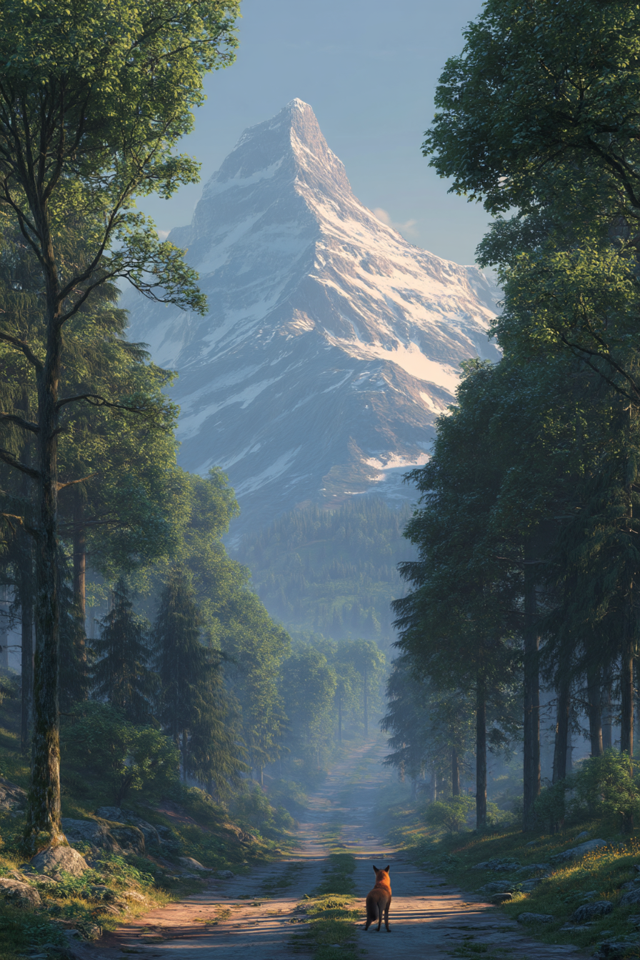 Berge Und Panoramen Majestätischer Berg Mit Hund Auf Dem Weg In Der Natur | Berge und Panoramen | Landschaften
